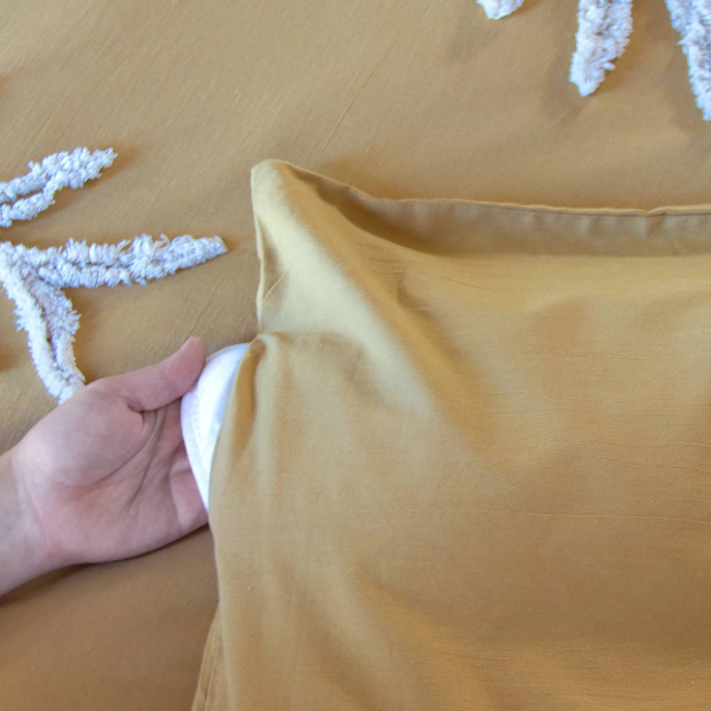 Set biancheria da letto in cotone color senape, 2 posti