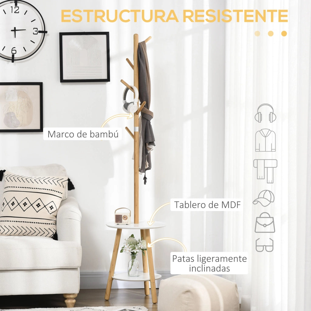Appendiabiti con scaffale ¨C Minimal ¨C in bamb¨´ 39.5x39.5x171 cm