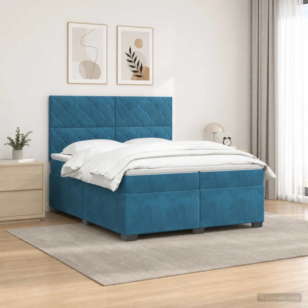 Letto box spring con materasso Blu 200 x 200 cm Velluto 3455184