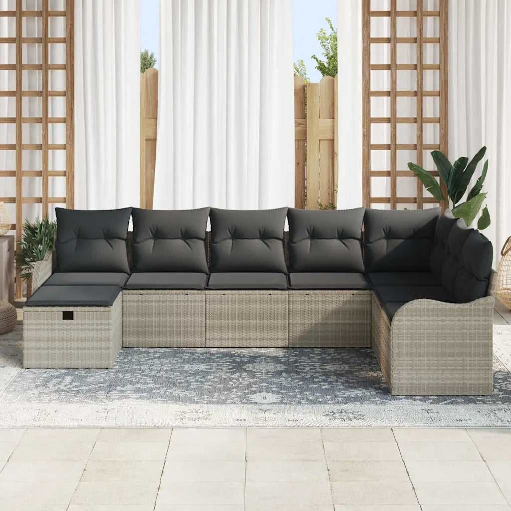 Set di divani con cuscino 8 pcs Grigio chiaro polyrattan 3359031