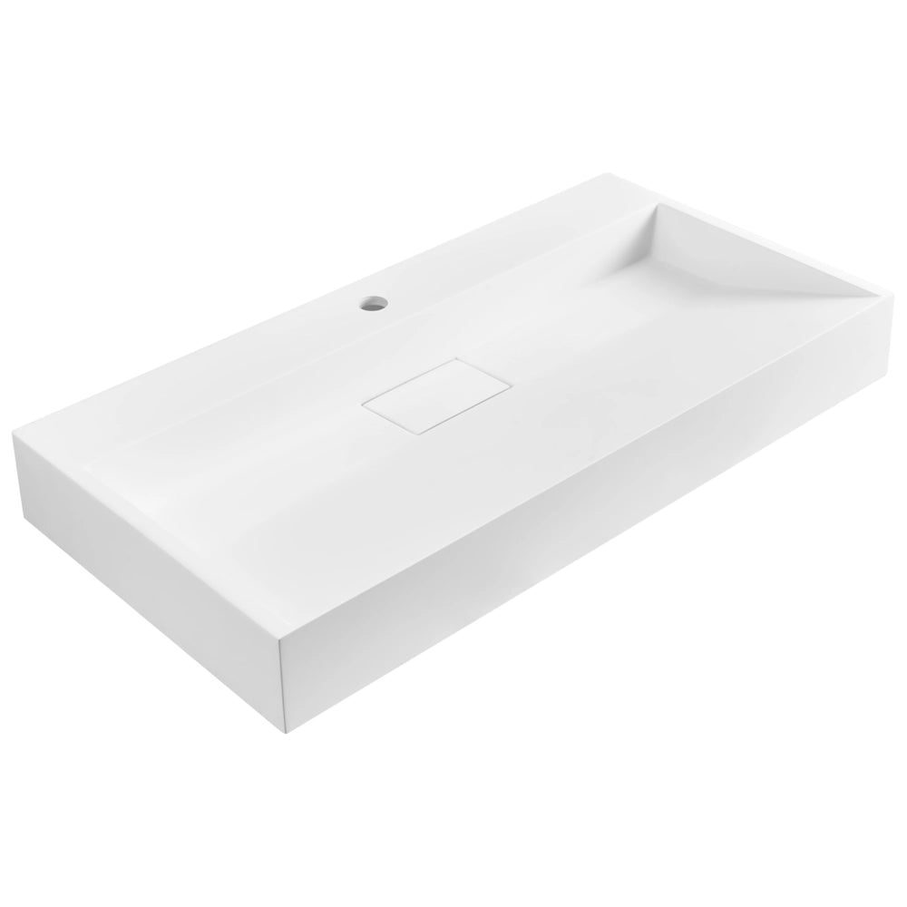 Lavabo bagno classico rettangolare in ceramica finitura lucida 90 x 46 cm Bianco Lavello da bagno rettangolare