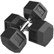Set di 2 manubri esagonali ¨C Minimal ¨C 15 kg ferro gomma
