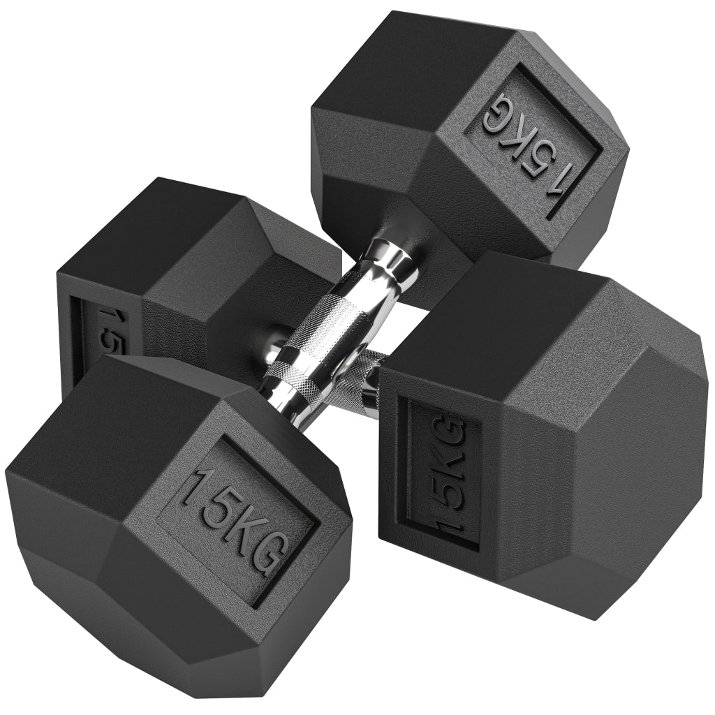 Set di 2 manubri esagonali ¨C Minimal ¨C 15 kg ferro gomma