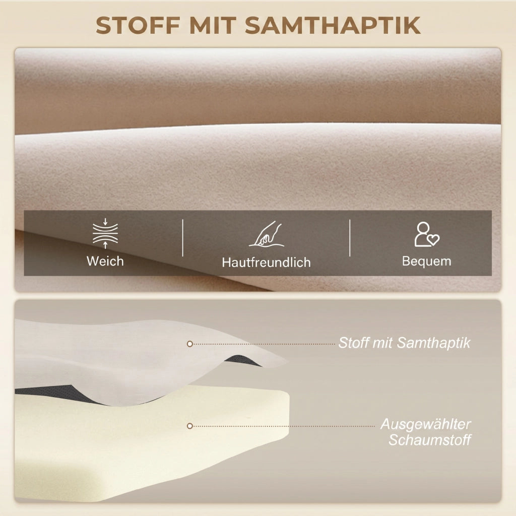 Divano letto 2 posti in velluto ¨C Xylo ¨C Beige con 2 cuscini