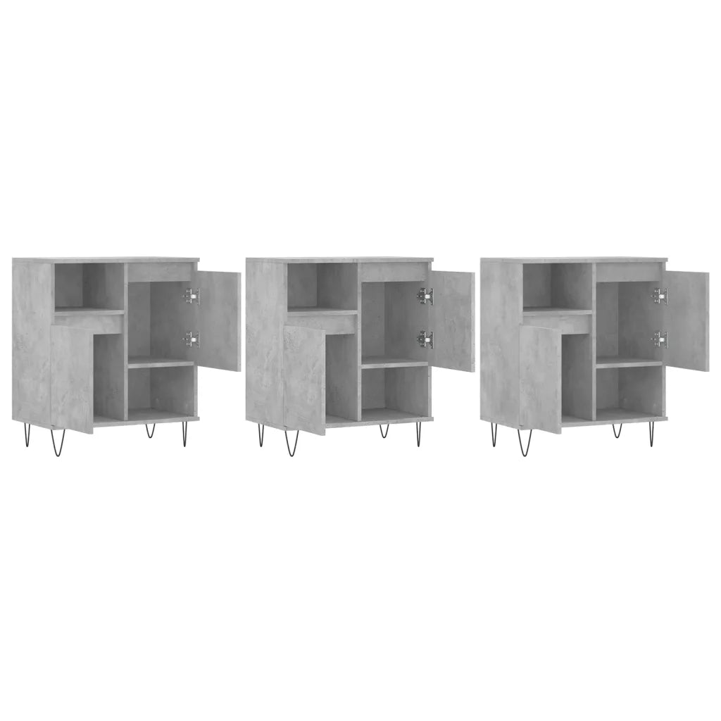 Credenze 3 pz Grigio Cemento in Legno Multistrato 3190153