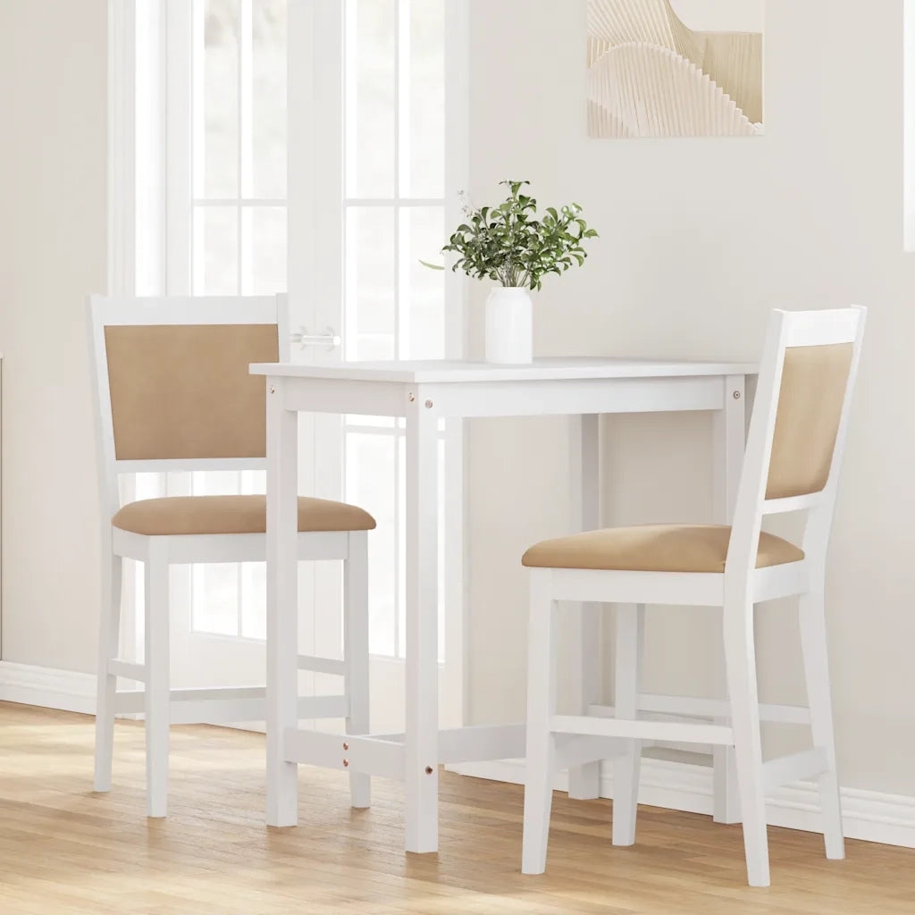 Sgabelli da Bar con Cuscini 2 pz Bianco Legno Massello di Hevea 4102567