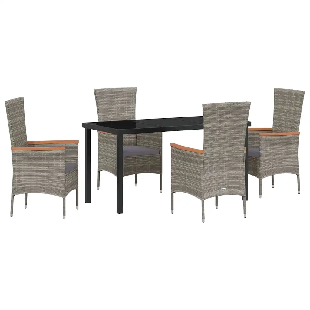 Set da Pranzo per Giardino con cuscino 5 pcs Grigio 3379431