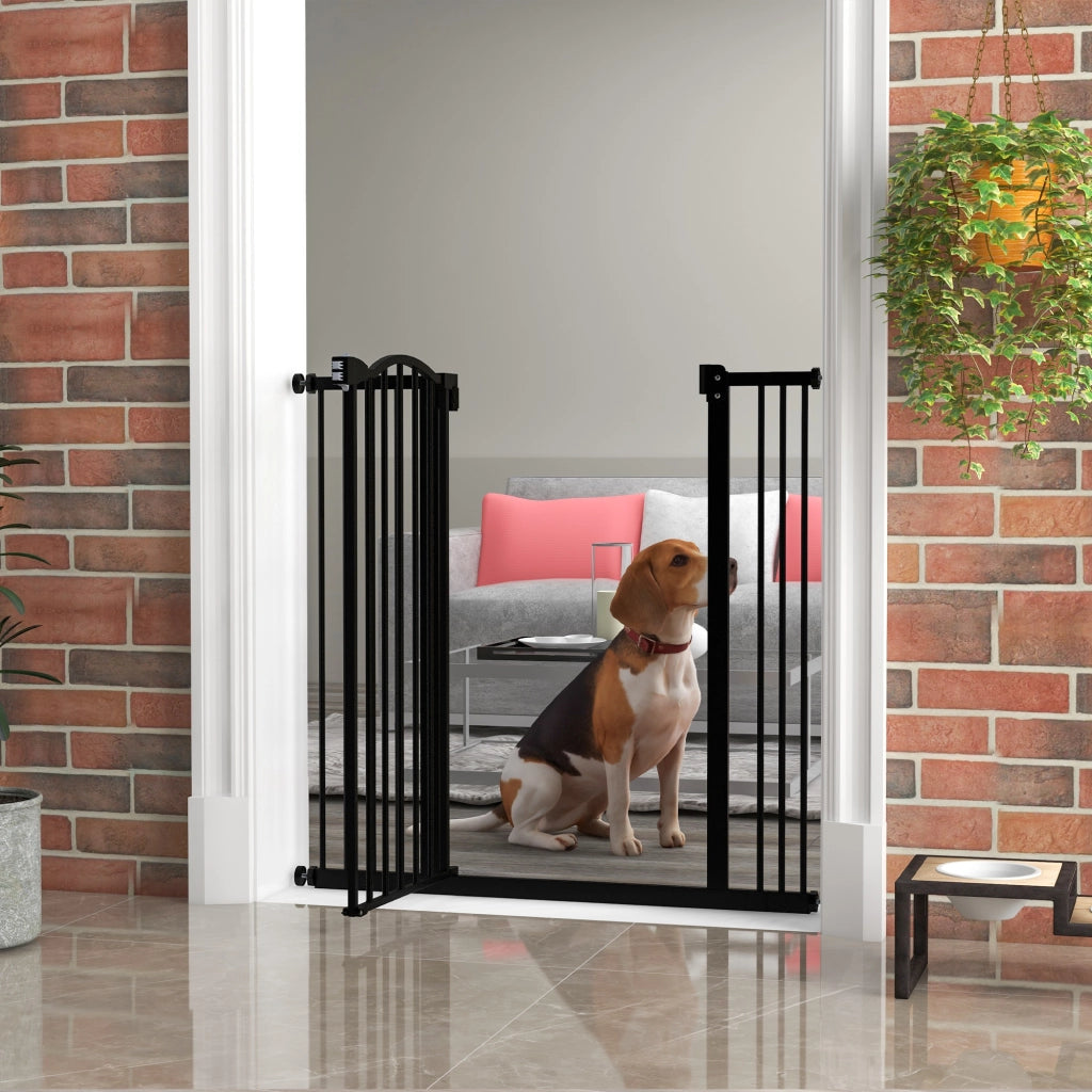 Cancelletto per Cani Estensibile ¨C zephmum ¨C Nero Metallo Plastica 74-100x94 cm