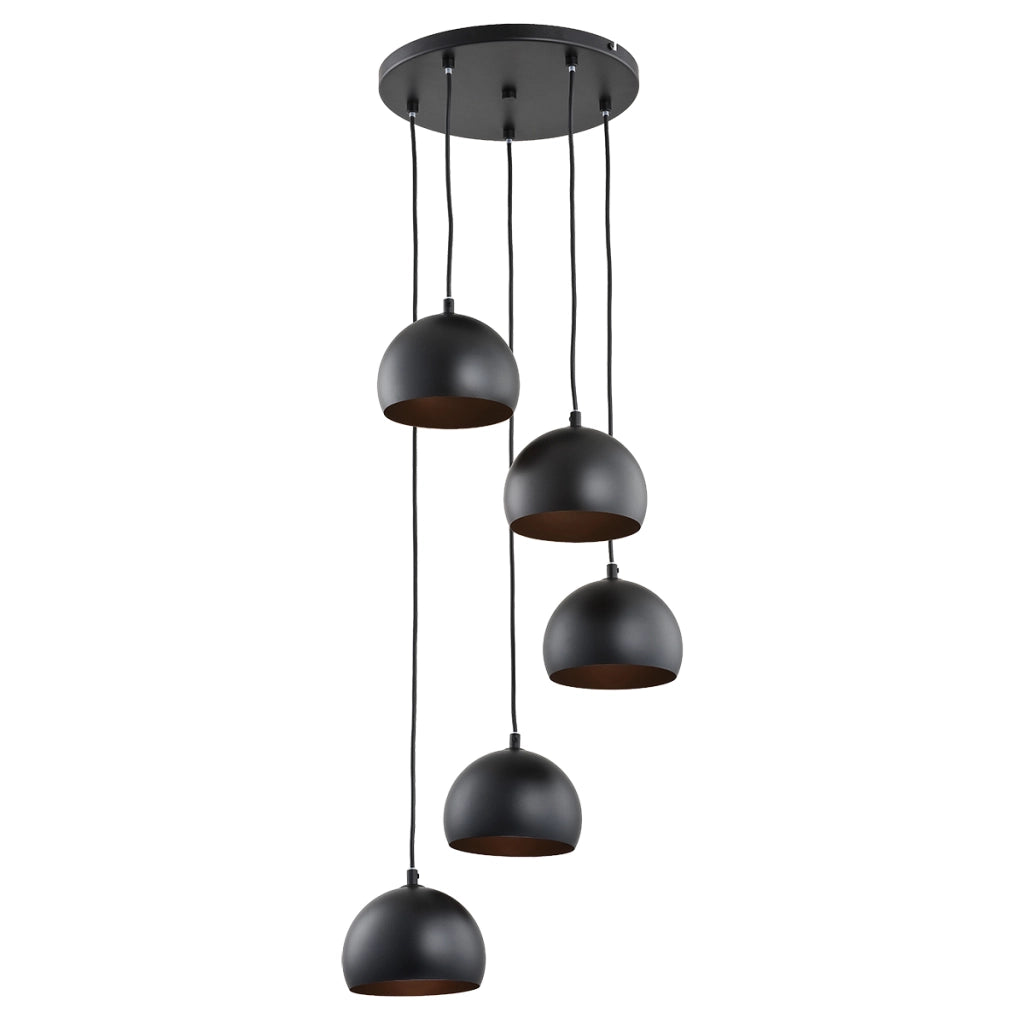 Lampada a sospensione moderna nera-oro 5xE27 BABU Alfa