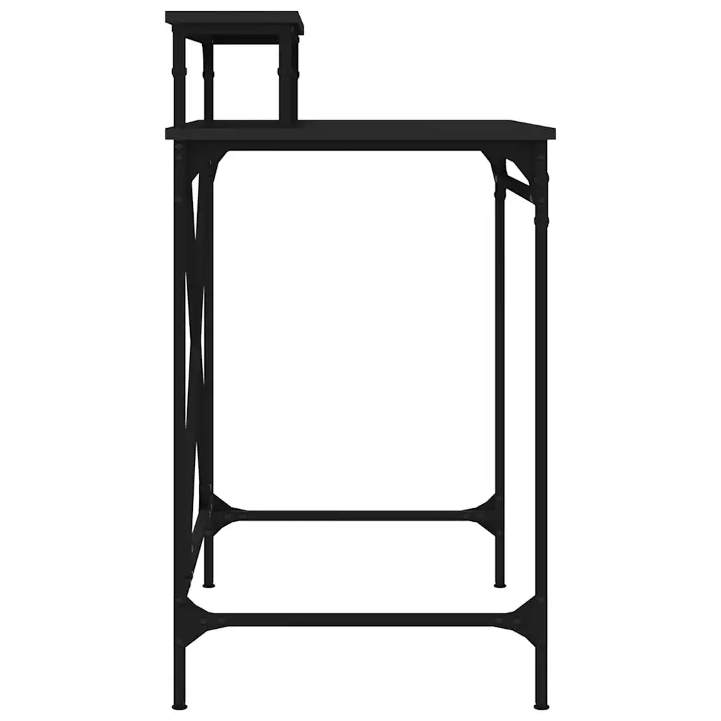 Scrivania | Tavolo da Ufficio Nera 80x50x90 cm in Legno Multistrato e Ferro