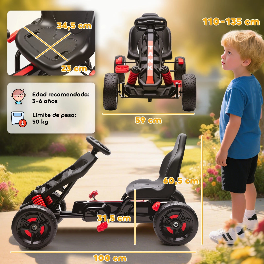 Triciclo con Pedali per Bambini ¨C Zephmum ¨C Rosso con Freni e Ruote Antiscivolo