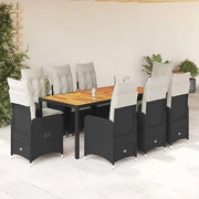 Set Bistrò da Giardino 9 pz con Cuscini in Polyrattan Nero 3276983