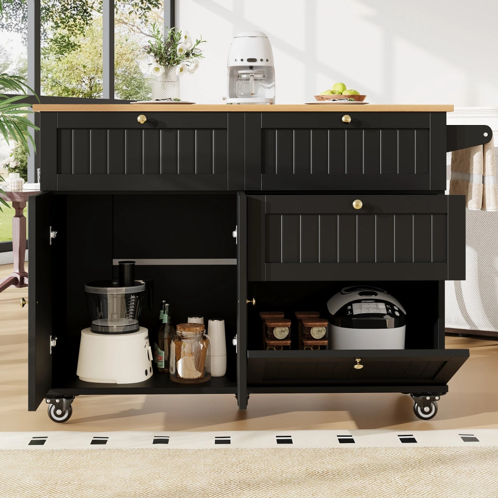 CARRELLO CUCINA 133x37,3x88 cm MDF Nero