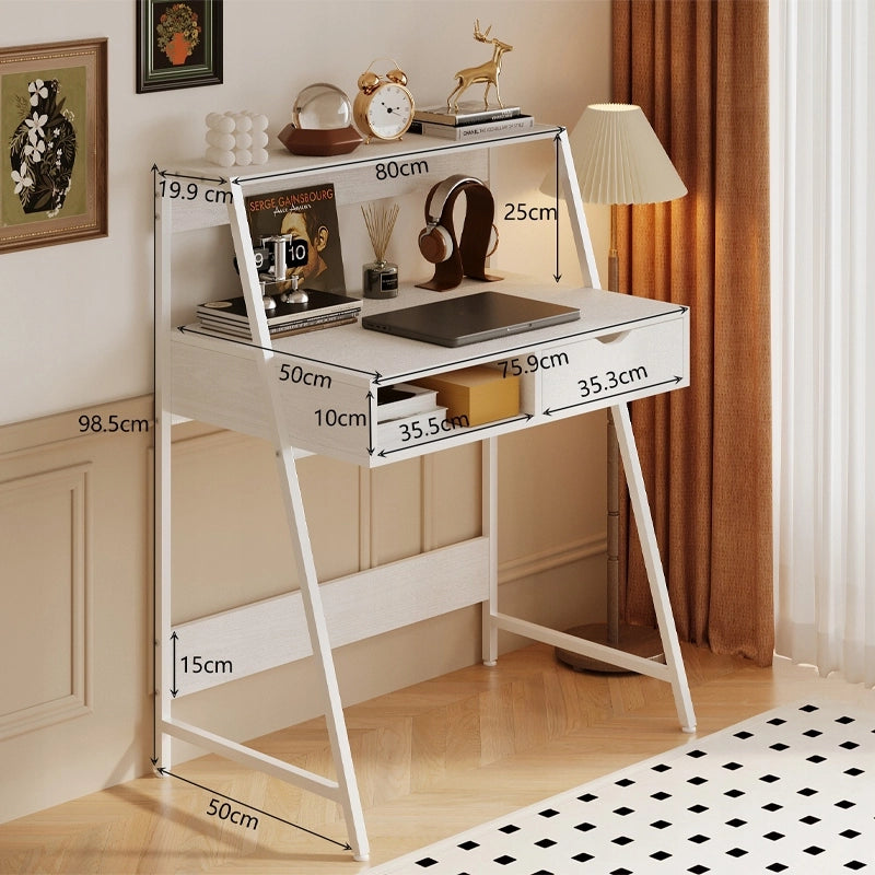 Scrivania bianca per computer, ideale per la scuola, loft, stile industriale e moderno