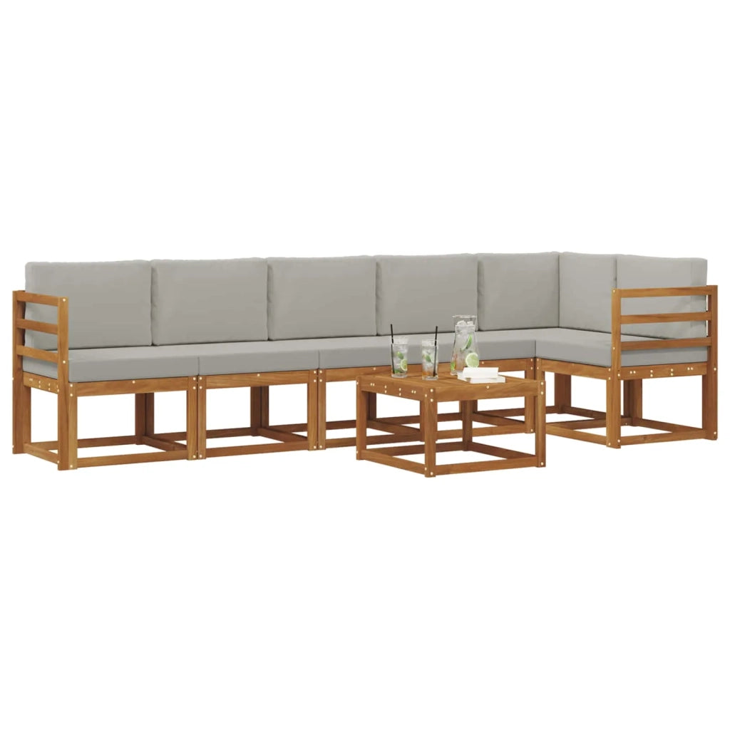 Set di divani da esterno 7 pcs Grigio Naturale e Chiaro 3366484