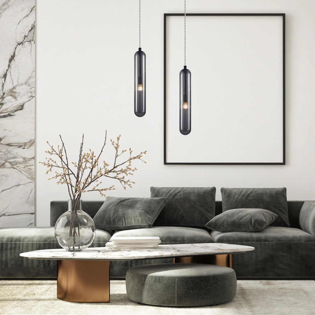 Lampada a sospensione PAX nera vetro G9 Milagro ML0337