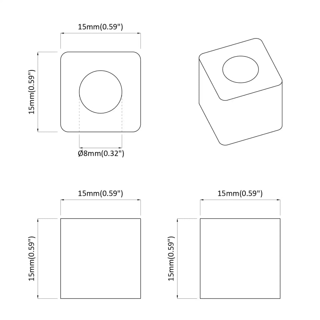Supporto per cassetto 12 pz Nero 15 x 15 x 15mm CFW7046377