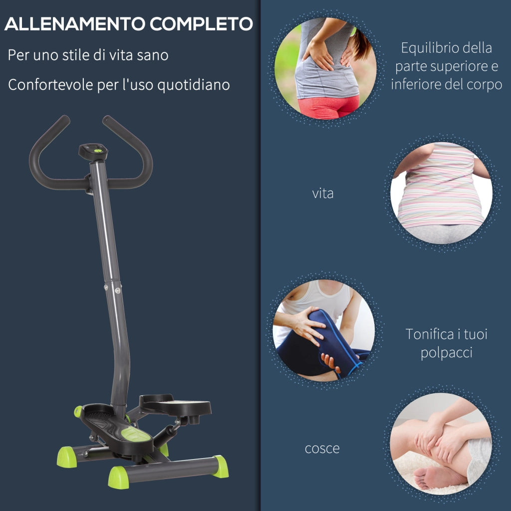 Stepper con manubrio ¨C Minimal ¨C Nero Grigio Verde 55x44x108 cm
