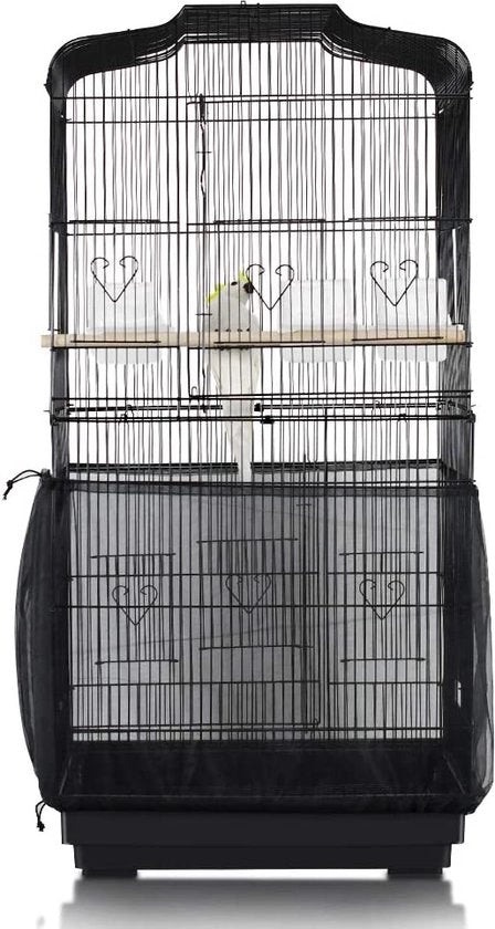 Vogelkooi con Retino di Nylon per Pappagalli con Sistema di Protezione e Regolazione della Circonferenza: 300 cm Larghezza: 40 cm (senza kooi) Nero