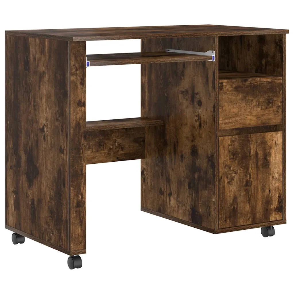 Scrivania con Ruote con cassetto Rovere fumé 91 x 50 x 77 cm 869534