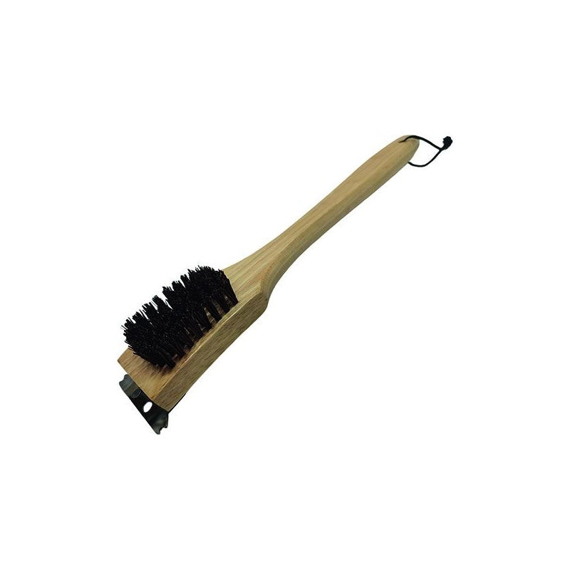 Spazzola per barbecue Sandri, legno con raschietto, 38 cm