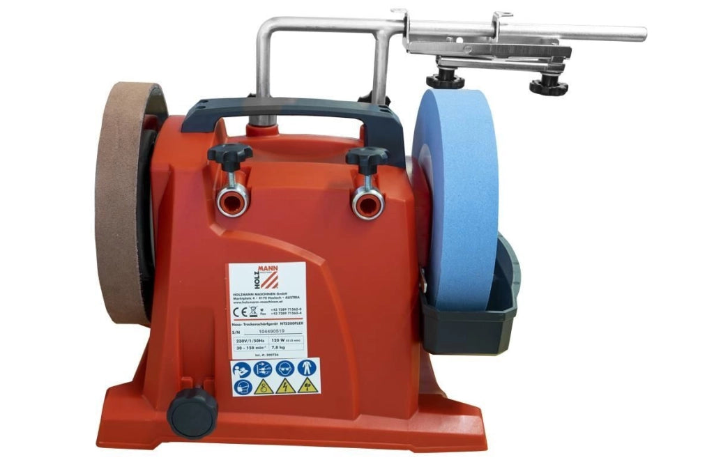 Holzmann NTS200FLEX Affilatrice a Umido e Secco 120W velocita' regolabile 30-150 rpm pietra Ø200mm 7.8 Kg colore Rosso