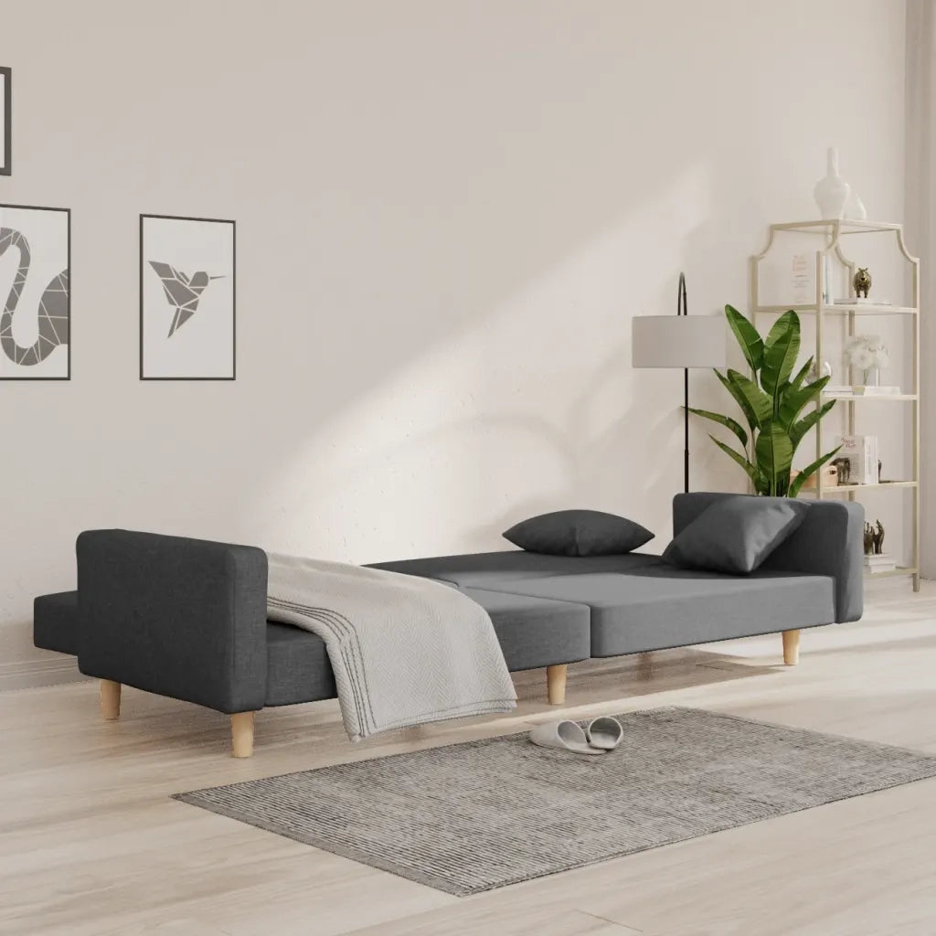 Divano letto | Sof¨¤ letto | Letto singolo a 2 Posti con 2 Cuscini Grigio Chiaro in Tessuto