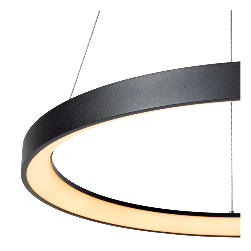 Lampada sospensione anello LED nera Lucide Vidal 48W