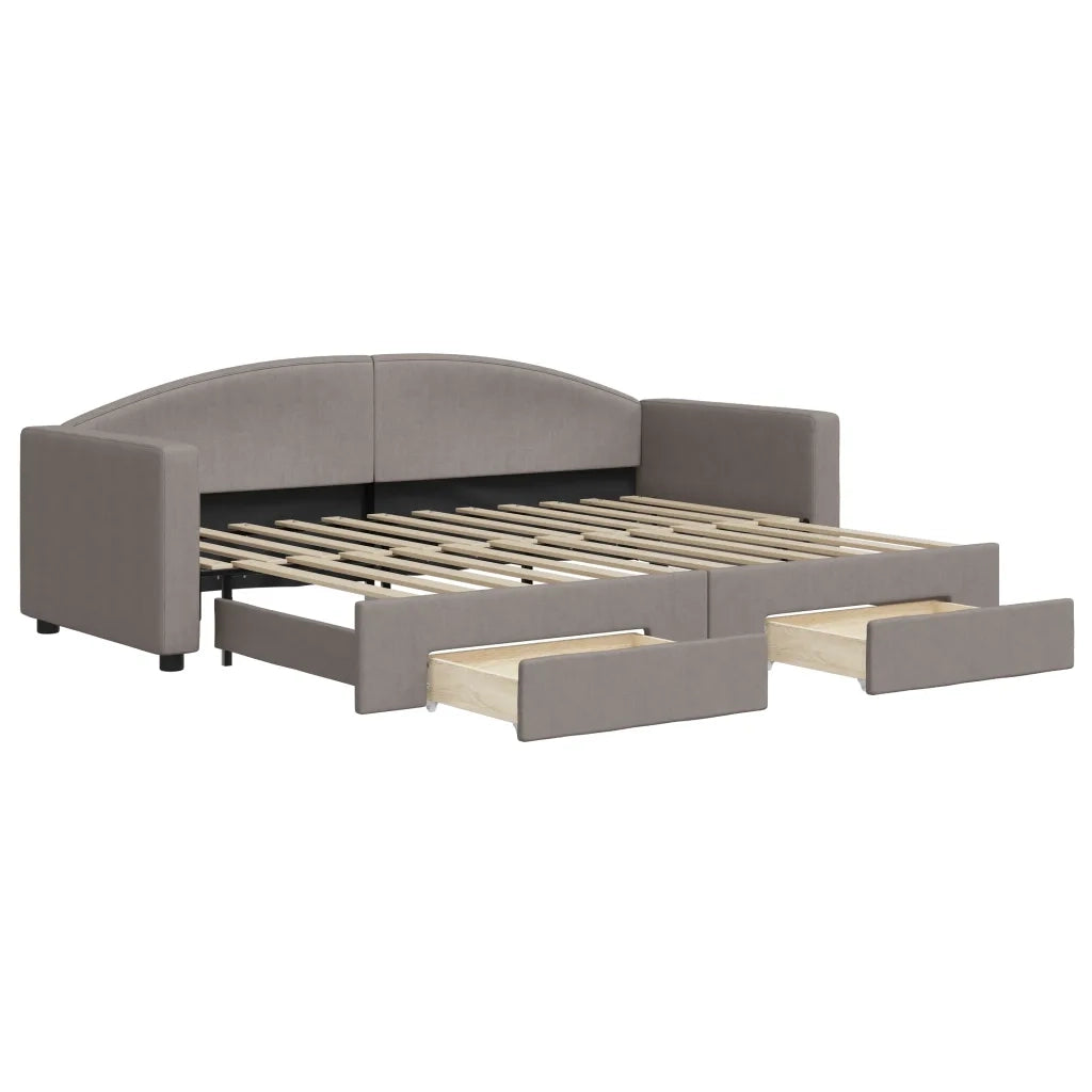 Divano Letto Estraibile con Cassetti-Sofa Letto-Daybed Tortora 80x200 cm Tessuto 588725
