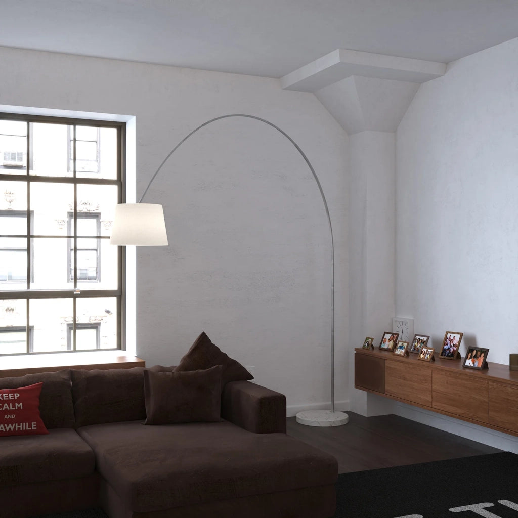 Piantana Contemporanea Turning Marmo E Diffusore Bianco1 Luce E27