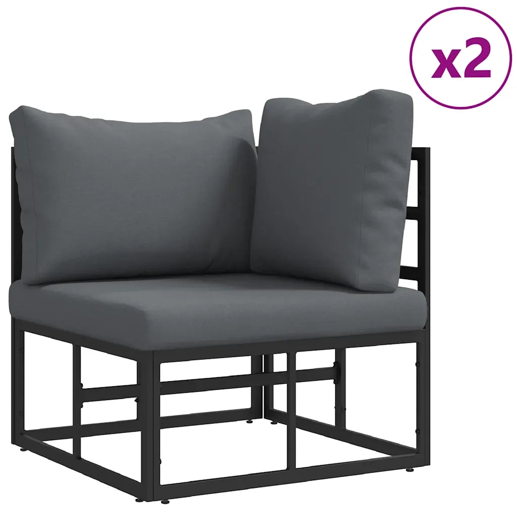 Set Divano da Giardino 3 pcs Nero Metallo 3378839