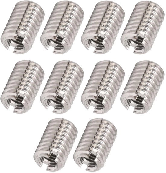 Moer a Distanza per Cavi - 10 Pezzi - Femmina M5 x 0,8 mm - Maschio M8 x 1,25 mm - Lunghezza 12 mm - Acciaio Inox - Attrezzatura per Riparazione di Viti - Mozzo di Riparazione