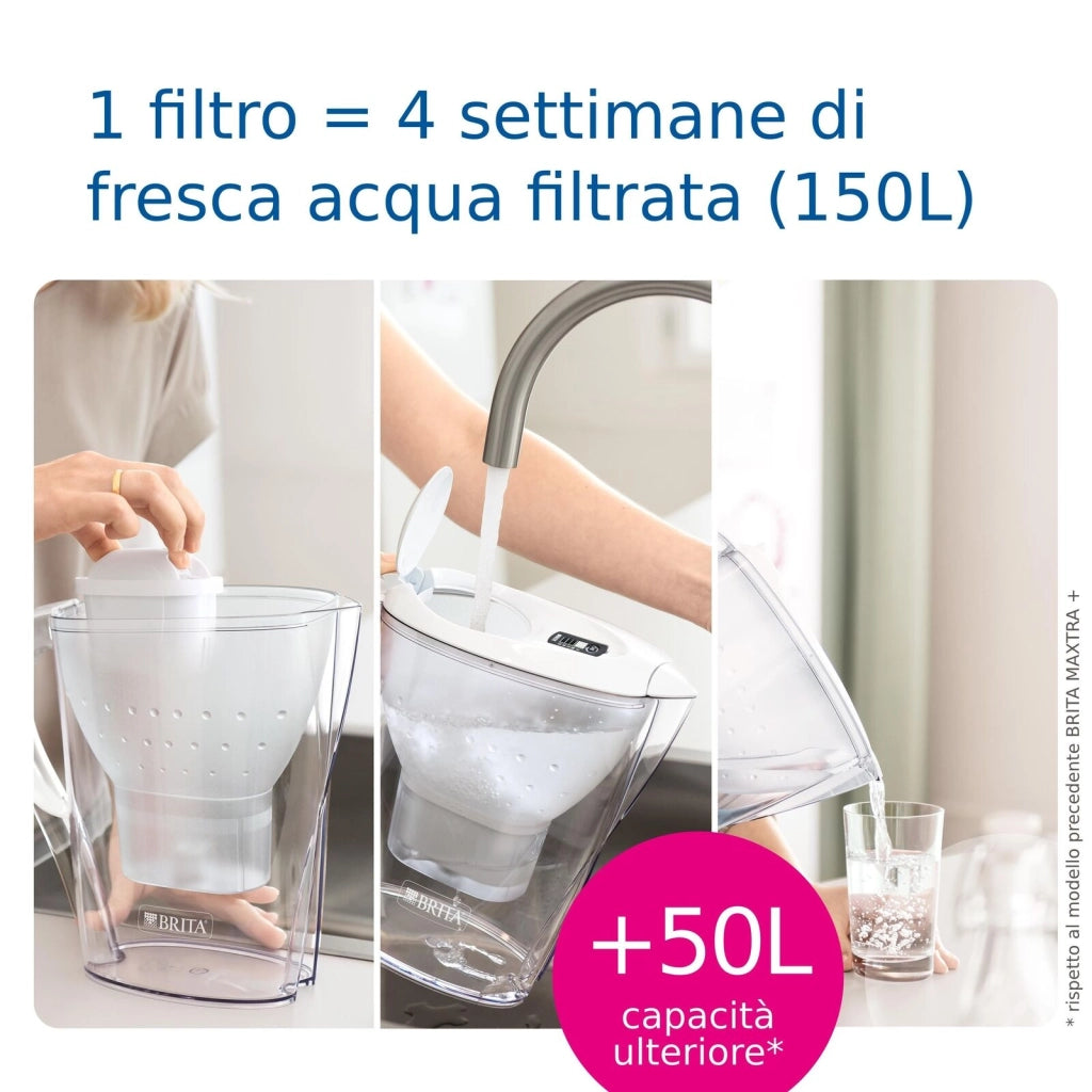 Brita Caraffa filtrante Marella blu (3.5L) incl. 1 x filtro MAXTRA PRO All-in-1 - adatta alla porta del frigorifero con Memo digitale e coperchio ribaltabile