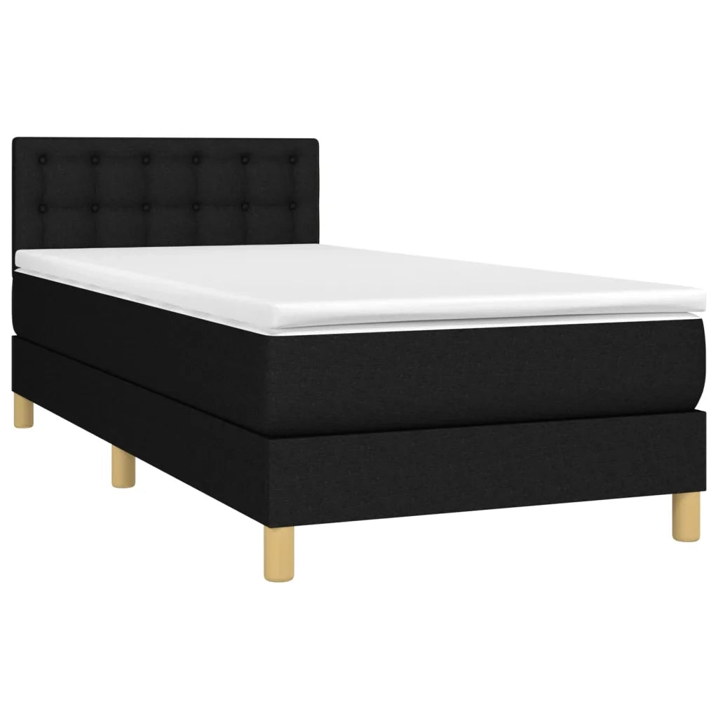 Giroletto a Molle con Materasso-Struttura Letto Nero 80x200 cm inTessuto 881370