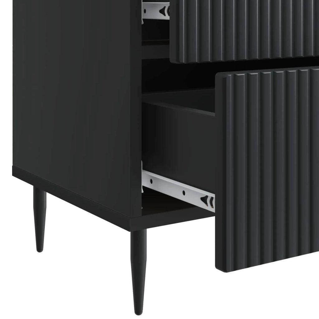 Comodino | Armadio da Notte | Mobiletto da notte Nero 43 x 34,5 x 47,5 cm Legno ingegnerizzato