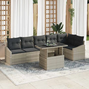 Set Divano da Giardino 7 pcs Grigio chiaro polyrattan