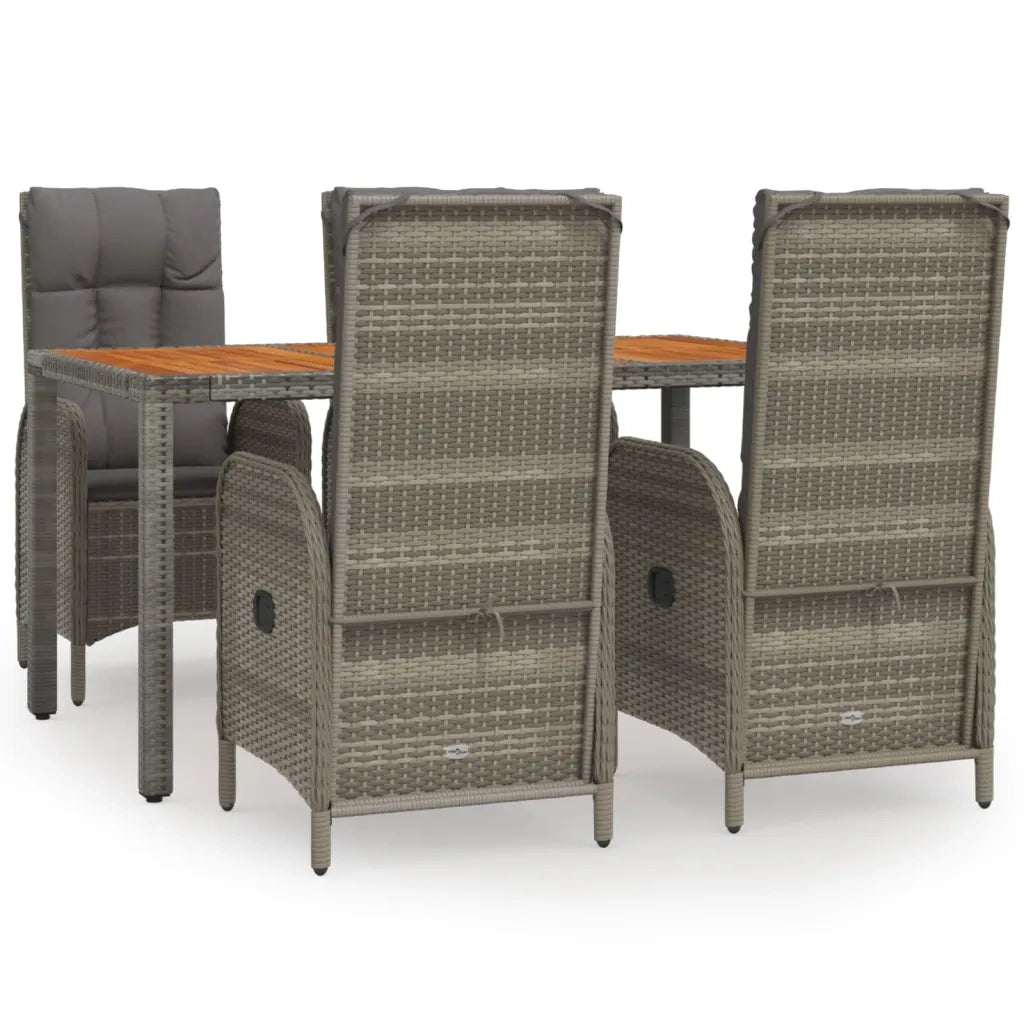 Set da Pranzo da Giardino 5 pz con Cuscini in Polyrattan Grigio 3185040