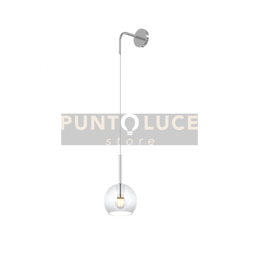 APPLIQUE CROMO 1 LUCE PICCOLA VETRO TRASPARENTE 1155CR-A-TR
