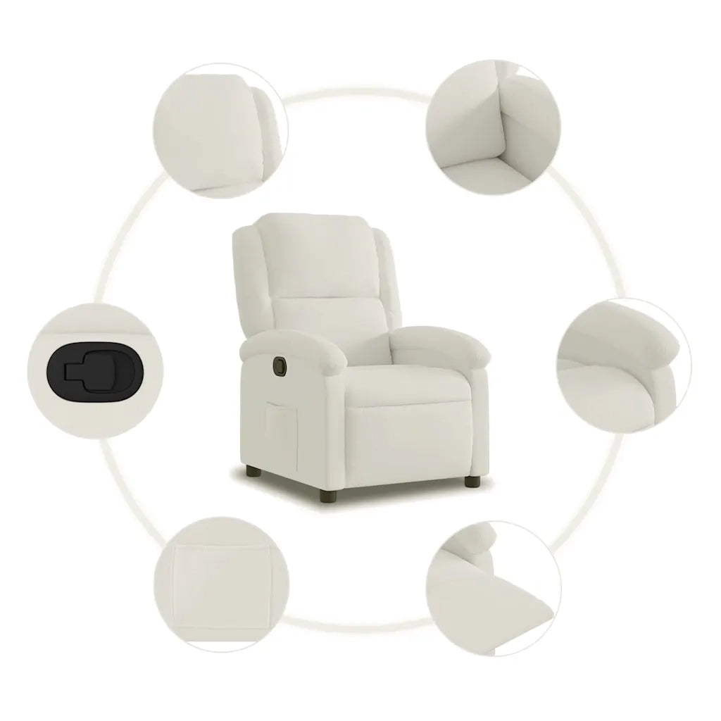 Poltrona reclinabile in velluto crema 371806