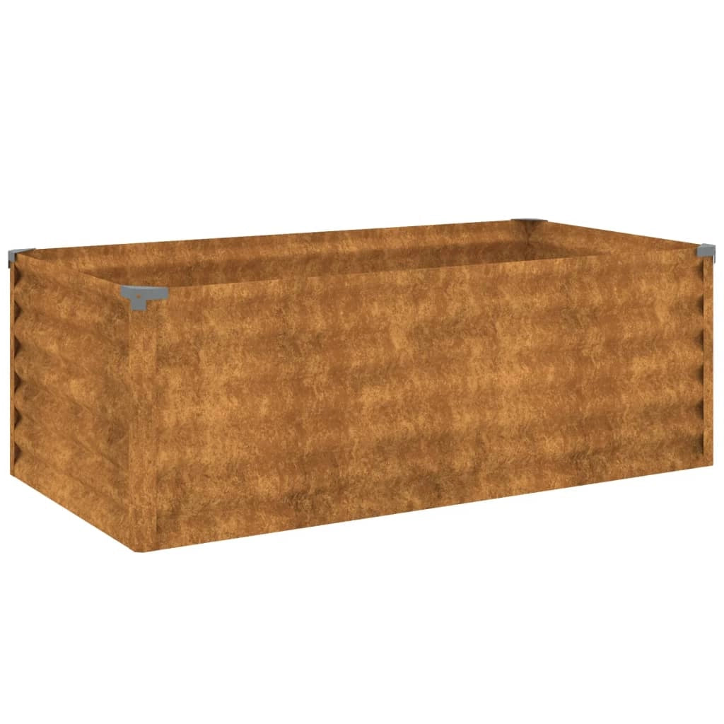 Fioriera rialzata per piante fiori patio giardino 100 x 50 x 36 cm acciaio corten marrone 02_0039303