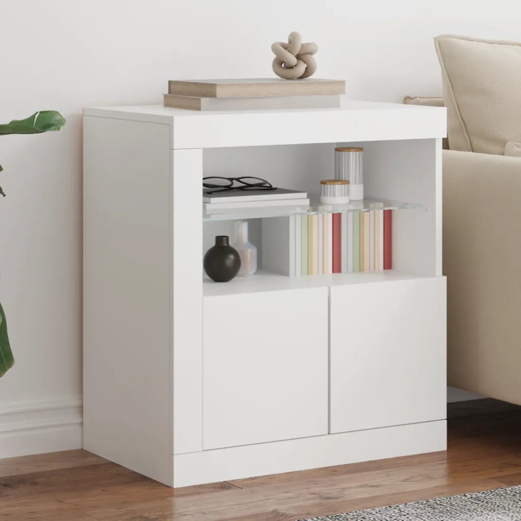 Credenza | Madia | Buffet da pranzo | Armadio da pranzo con Luci LED Bianca 60,5x37x67 cm