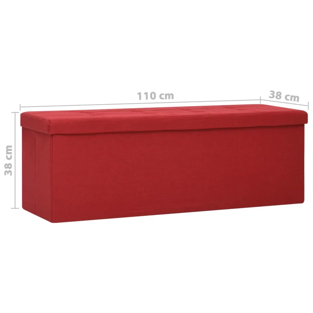 Cassapanca Pieghevole-Baule-Panca con Contenitore Rosso Vino in Simil Lino