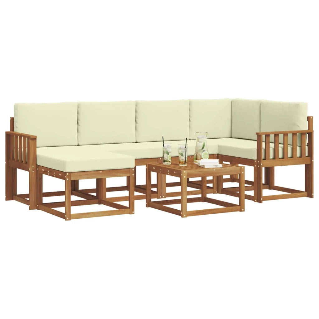 Set di divani da esterno con cuscino 7 pcs Naturale e Crema 3366668