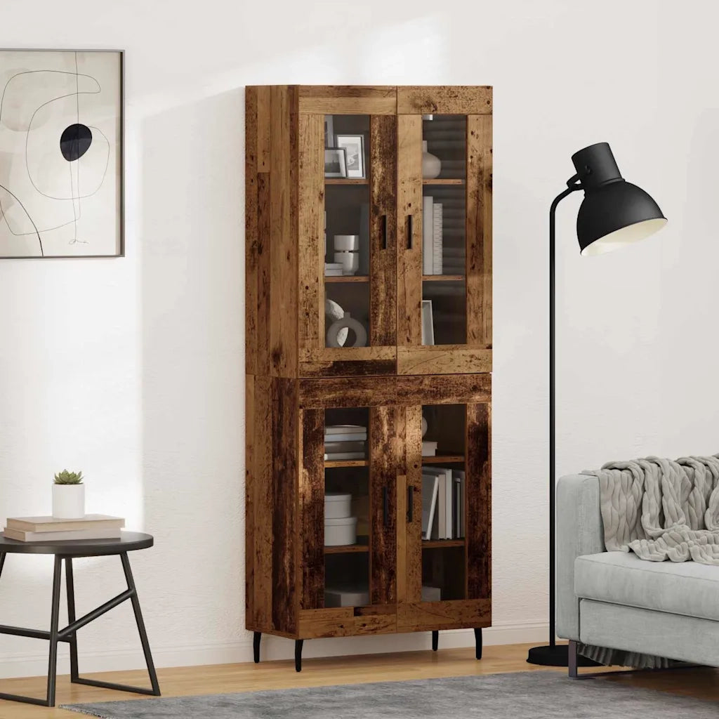 Credenza 2 pcs Legno vecchio Legno Stratificato e Vetro 3403180
