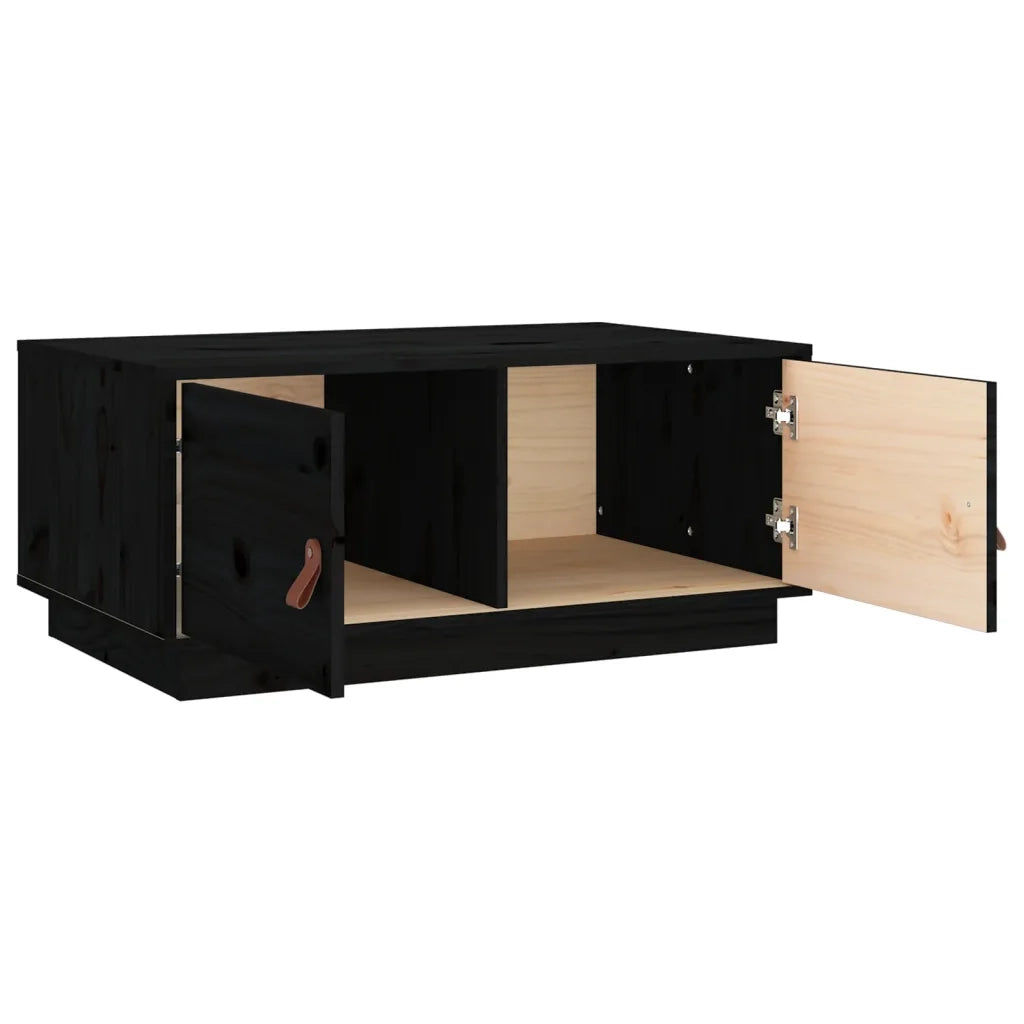 Tavolino da Salotto Nero 80x50x35 cm in Legno Massello di Pino 818254