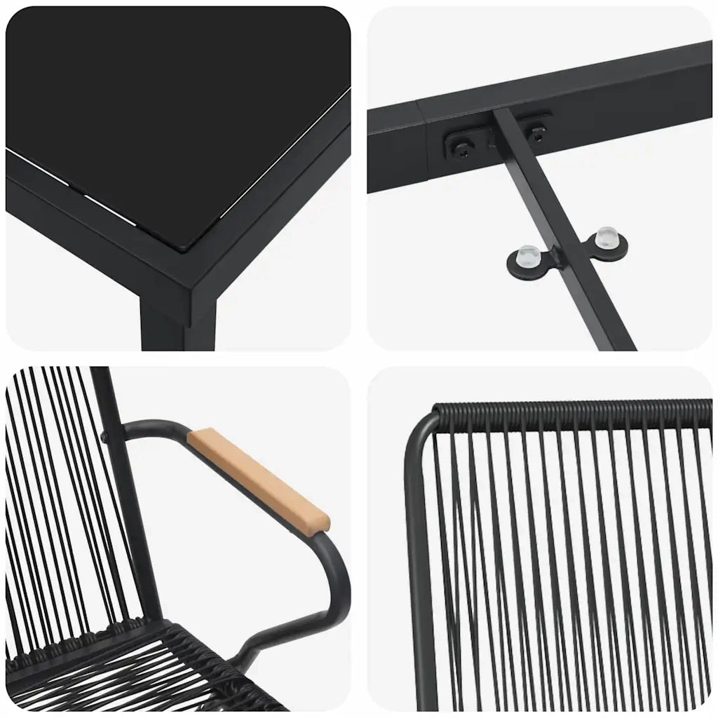 Set da Pranzo per Giardino 5 pcs Nero 3379171