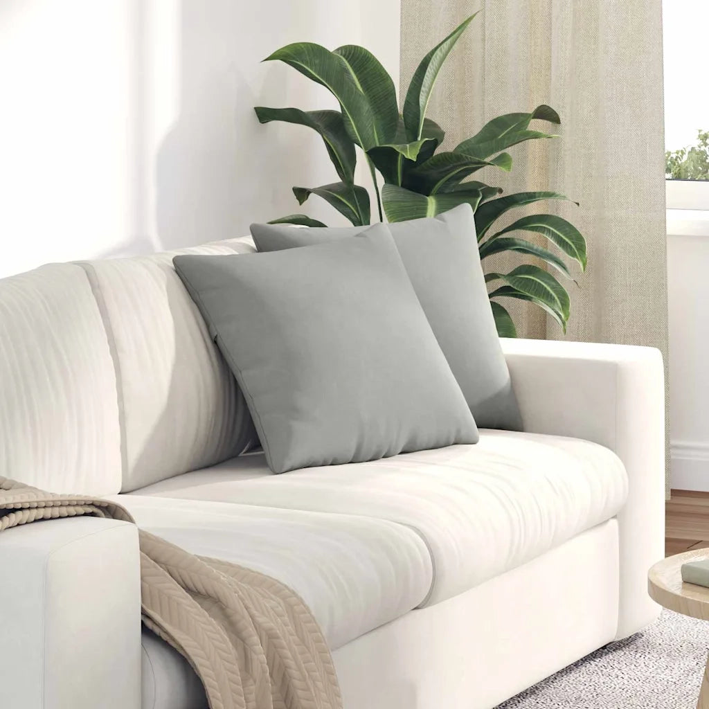 Cuscini da Divano 2 pz-Set di 2 Cuscini per Sofa Grigio chiaro 45 x 45 cm Tessuto 408941