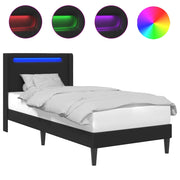 Letto singolo | Letto per adulti | Struttura del letto con strisce LED Nero 90 x 190 cm Similpelle
