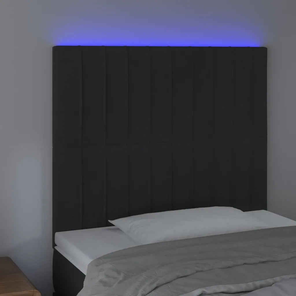 Testiera a LED Nera 100x5x118/128 cm in Velluto 3122706
