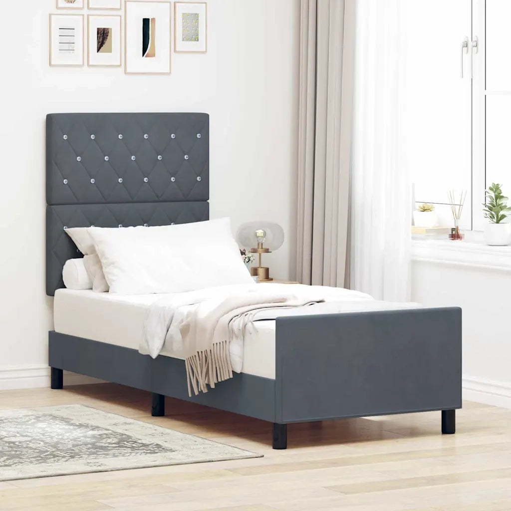 Letto a molle con testiera Grigio scuro 80 x 200 cm Velluto 3344838